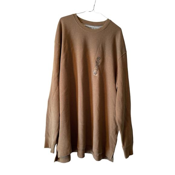NWT Mens RedHead Thermal Waffle Knit Crew Henley Shirt Sweater Taupe 2XL LS - Picture 2 of 8